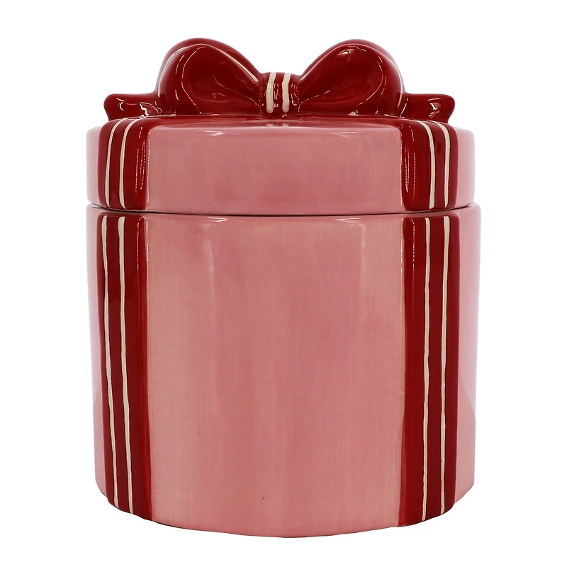 6.5" Pink & Red Gift Ceramic Container with Lid by Ashland®