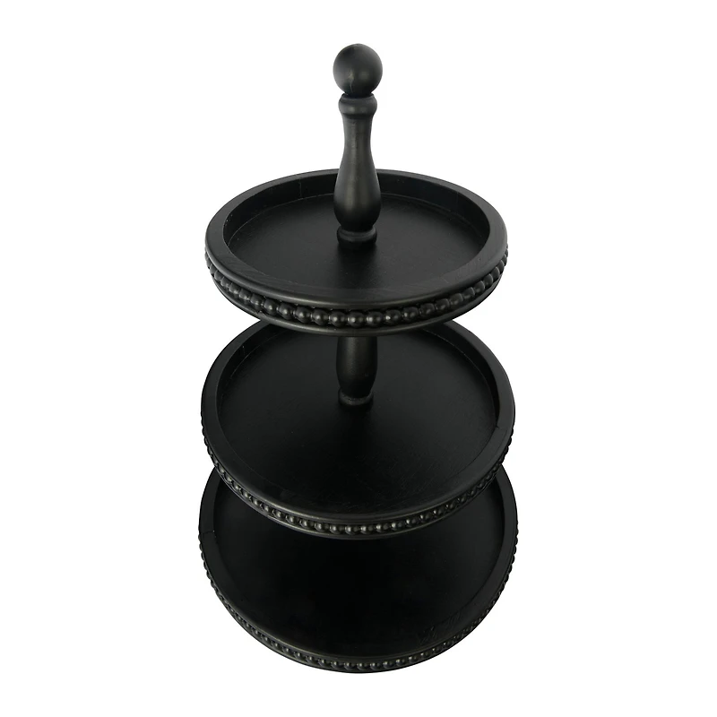 Hello Honey® 25" Black 3-Tier Wood Tray
