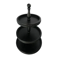 Hello Honey® 25" Black 3-Tier Wood Tray