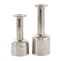 Silver Aluminum Taper Candle Holder with Rounded Bases Set