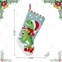 Glitzhome® 21"L Hooked Christmas Dinosaur Stocking