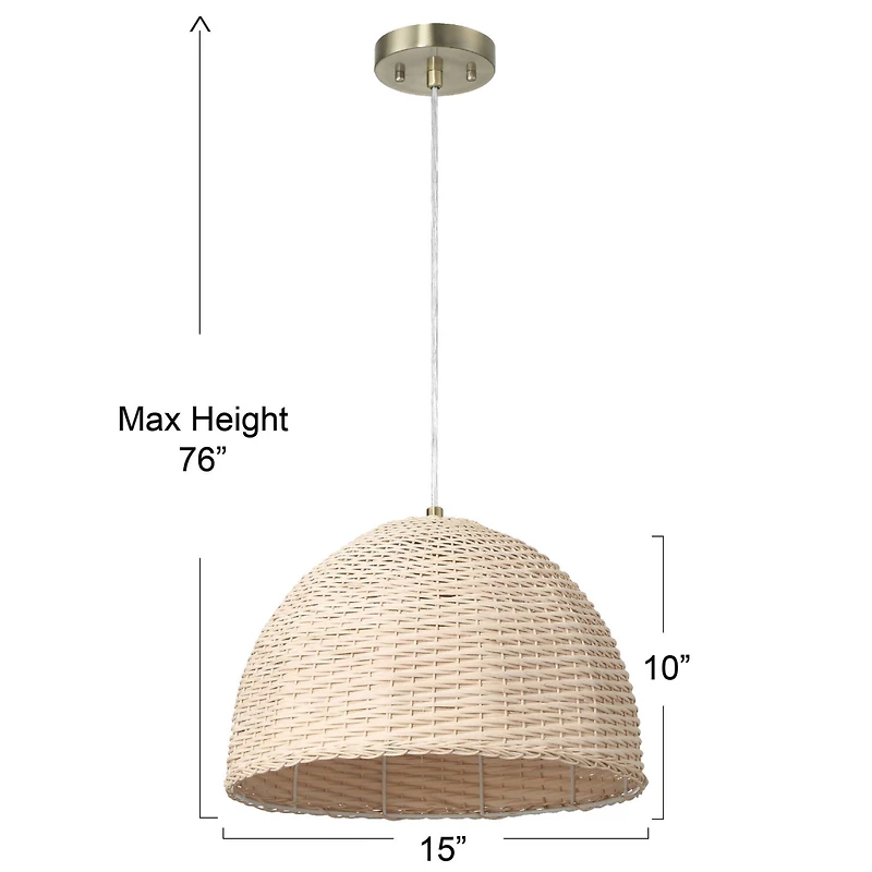 Hello Honey® Calypso Natural Metal & Handwoven Wicker Dome Ceiling Light