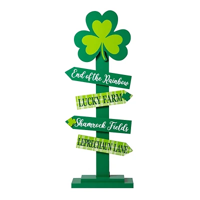 Glitzhome® 36" St. Patrick's Wooden Shamrock Word Sign Porch Décor