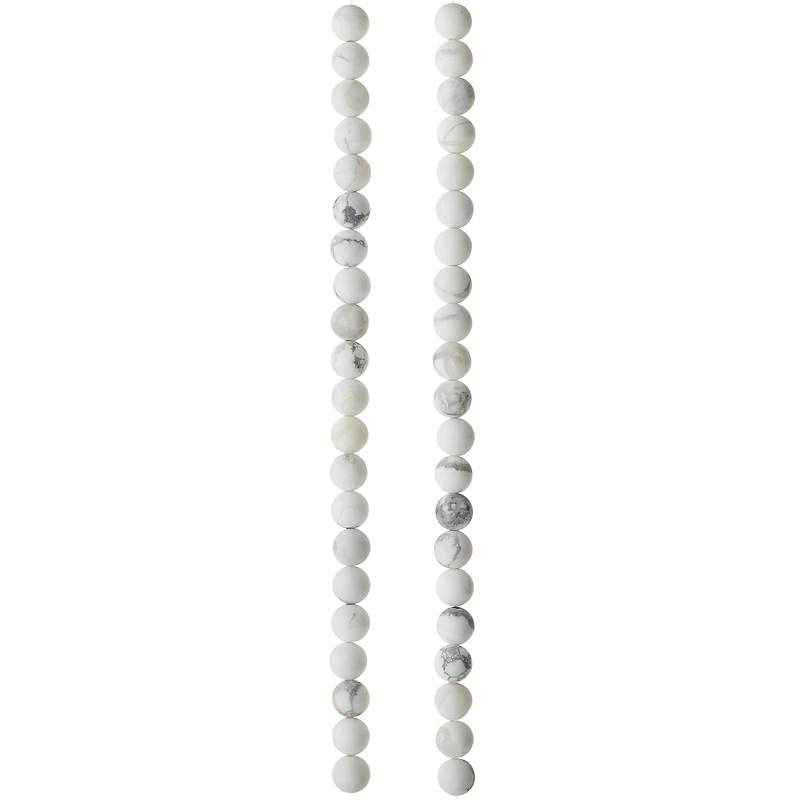 Matte White & Gray Howlite Round Beads, 6mm by Bead Landing™