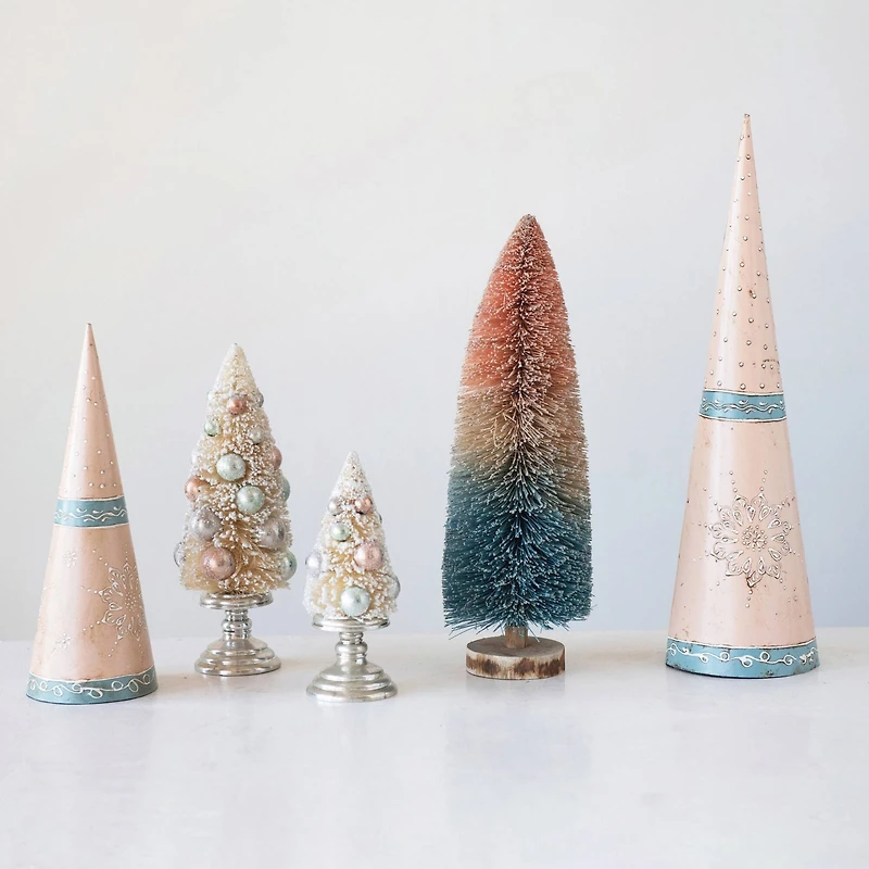 Hello Honey® 14.5" Pink-to-Blue Ombre Sisal Bottle Brush Tree with Wood Base