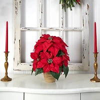 13" Potted Poinsettia with Ceramic Vase