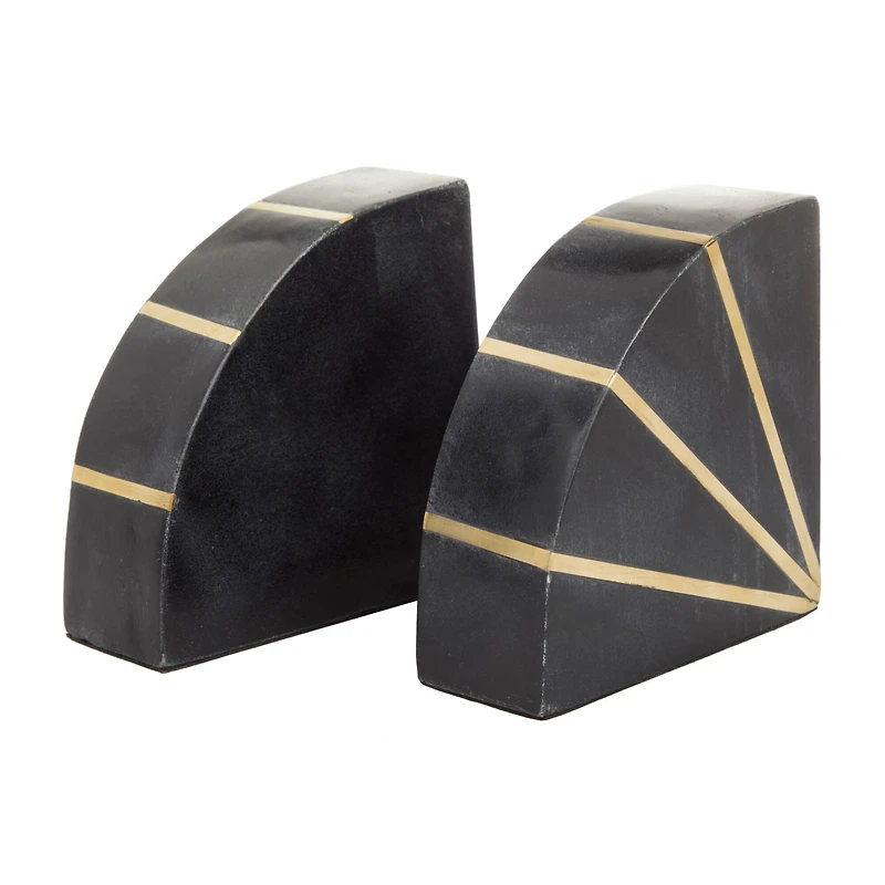 CosmoLiving by Cosmopolitan Black Marble Glam Bookends, 5" x 5" x 2"