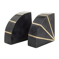 CosmoLiving by Cosmopolitan Black Marble Glam Bookends, 5" x 5" x 2"