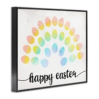 Stupell Industries Happy Easter Phrase Patterned Egg Rainbow Framed Giclee Art