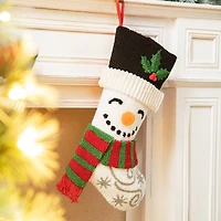 Glitzhome® 20.5" Santa & Snowman Hooked Stocking Set
