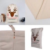 19" x 26" Rudolf Express Cotton Christmas Drawstring Bag