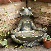 Glitzhome® 14" Bronze Yoga Frog Statue