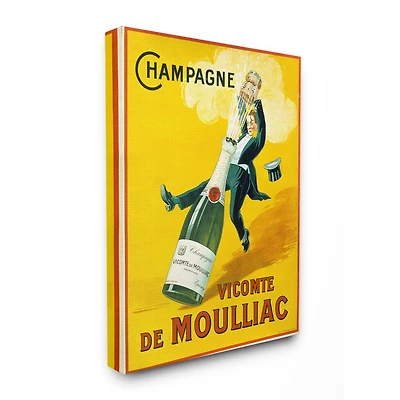 Stupell Industries Champagne Vicomte de Moulliac Pop Bottle Canvas Wall Art