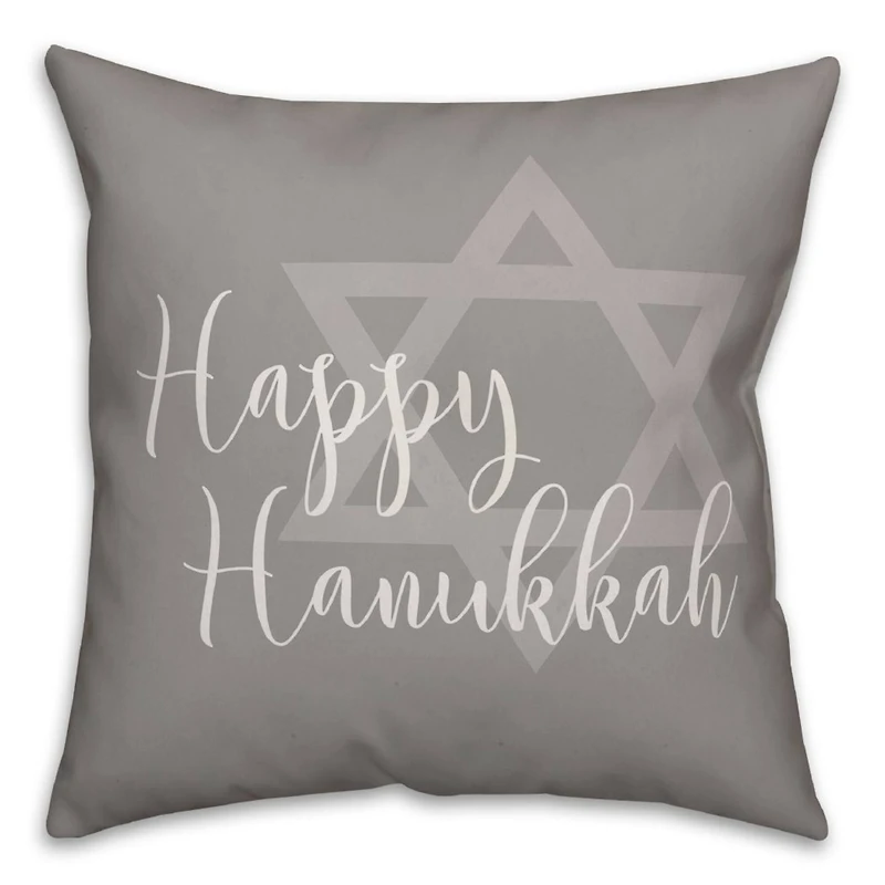 Happy Hanukkah Star of David 18x18 Spun Poly Pillow