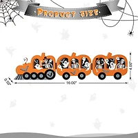 Glitzhome® 16" Halloween Skeletons & Ghosts Hinged Pumpkin Train Décor
