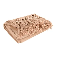 Hello Honey® Woven Cotton Throw Blanket with Crochet & Fringe