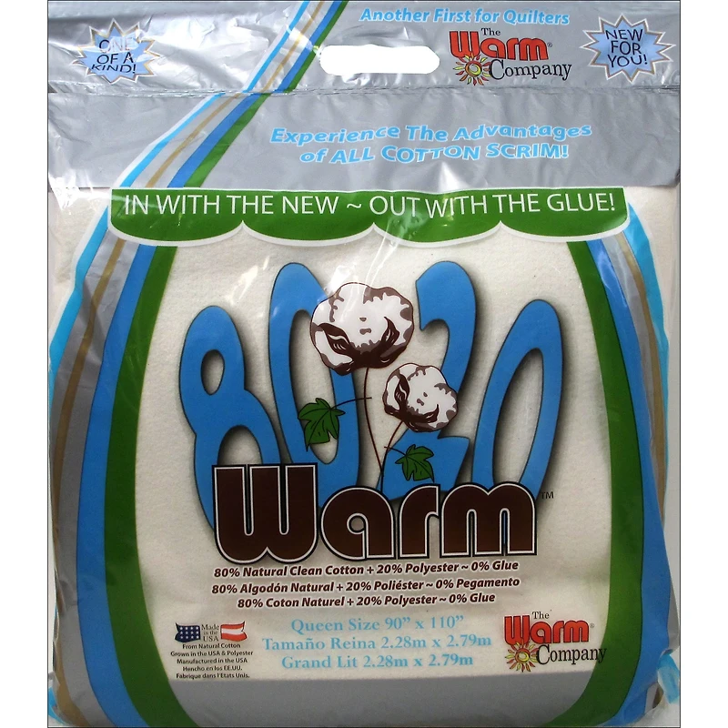 Warm™ 80/20 Cotton Batting & Scrim, 90" x 110"