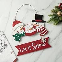 Glitzhome® 12.75" Christmas Snowman Family Wall Décor
