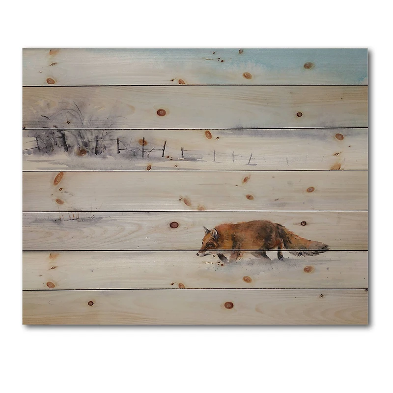 Designart - Red Fox Running In White Snow I