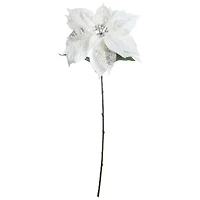 28" White & Silver Glitter Poinsettia Stem by Ashland®