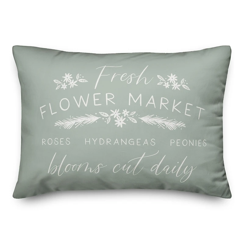 Mint Flower Market Throw Pillow