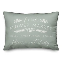 Mint Flower Market Throw Pillow
