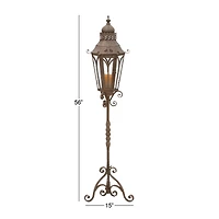 4.5ft. Brown Iron Rustic Candle Holder Lantern