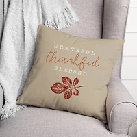 Grateful Thankful Blessed Throw Pillow
