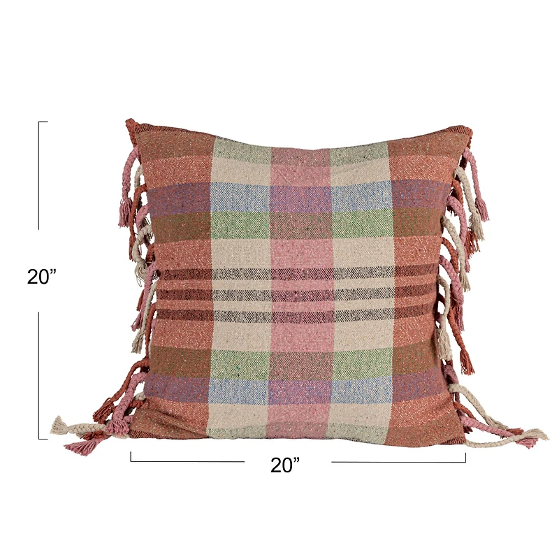 Hello Honey® Highland Hearth Woven Plaid Pillow with Braided Fringe