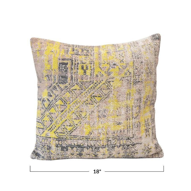 Hello Honey® Yellow Stonewashed Printed Cotton Pillow