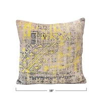 Hello Honey® Yellow Stonewashed Printed Cotton Pillow