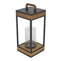 17" Brown Metal Open Frame Candle Lantern with Black Metal Accents