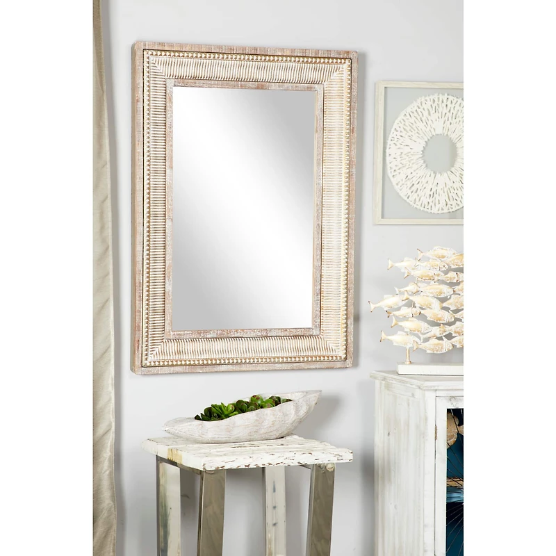 43" Brown Farmhouse Metal Wall Mirror