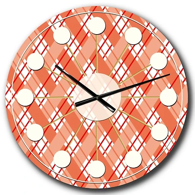Designart 'Retro Checkered Pattern I Mid-Century Modern Wall Clock