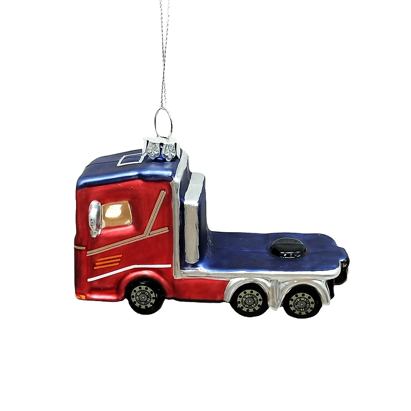 4" Red Semi Truck Glass Ornament by Ashland®