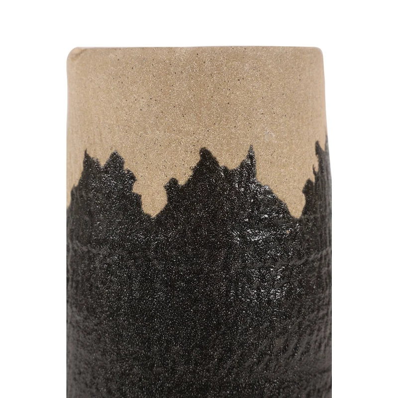 Set of 2 Black Porcelain Contemporary Vase, 7" x 12"