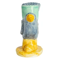 Hello Honey® 6" Yellow & Blue Chirpy Elegance Stoneware Taper Candle Holder