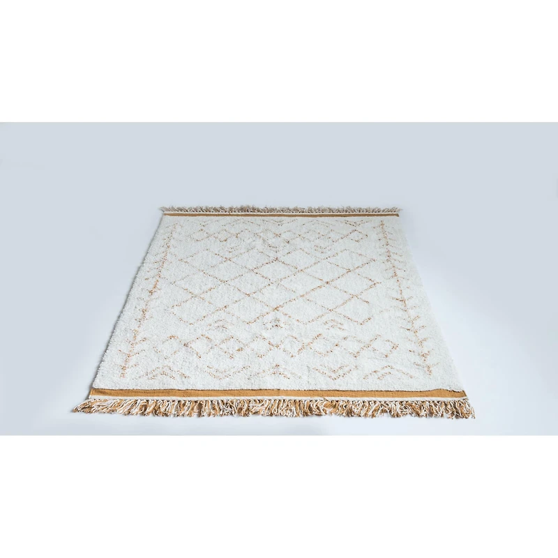 Hello Honey® Natural & Mustard Cotton Tufted Rug with Fringe, 4ft. x 6ft.
