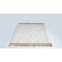 Hello Honey® Natural & Mustard Cotton Tufted Rug with Fringe, 4ft. x 6ft.