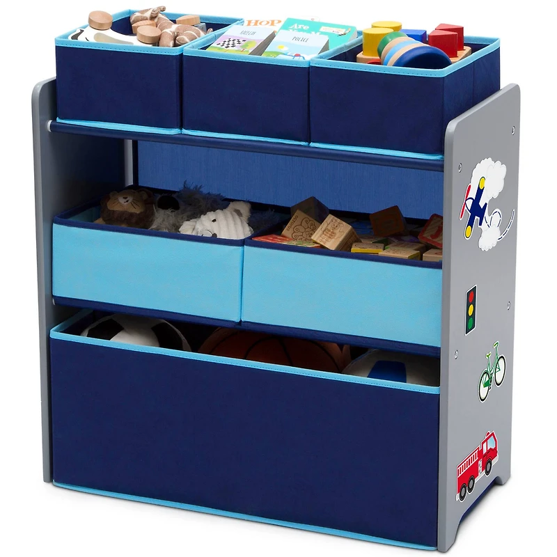 Design and Store Blue 6 Bin Toy Organizer