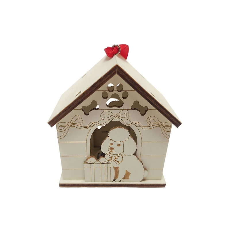 3.75" Unfinished Dog House DIY LED Wood Ornament by Make Market®
