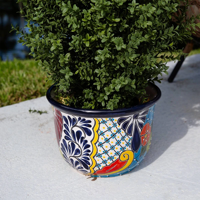 12.5" Handmade Mexican Talavera Ceramic Planter
