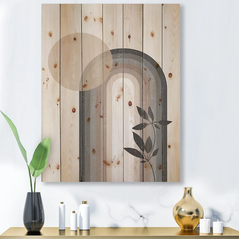 Designart - Abstract Rainbow Sun and Moon In Earth Tones III