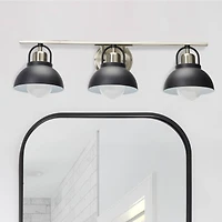 Hello Honey® Robert Stevenson Lighting Walsh Matte Black & Brushed Nickel Metal 3-Light Vanity Light