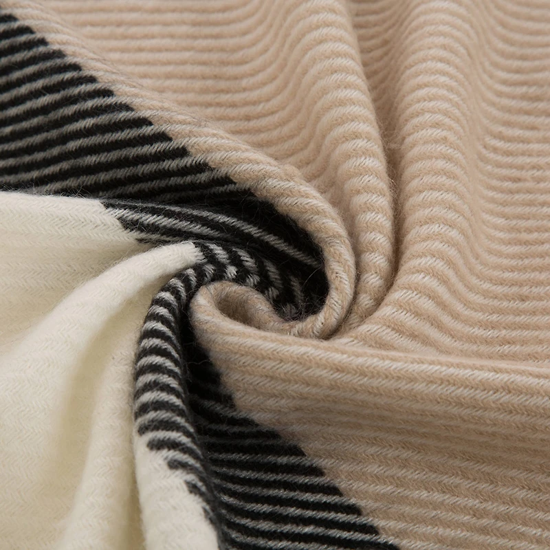 Glitzhome® 78" Cream & Black Stripe Scarf with Tassels