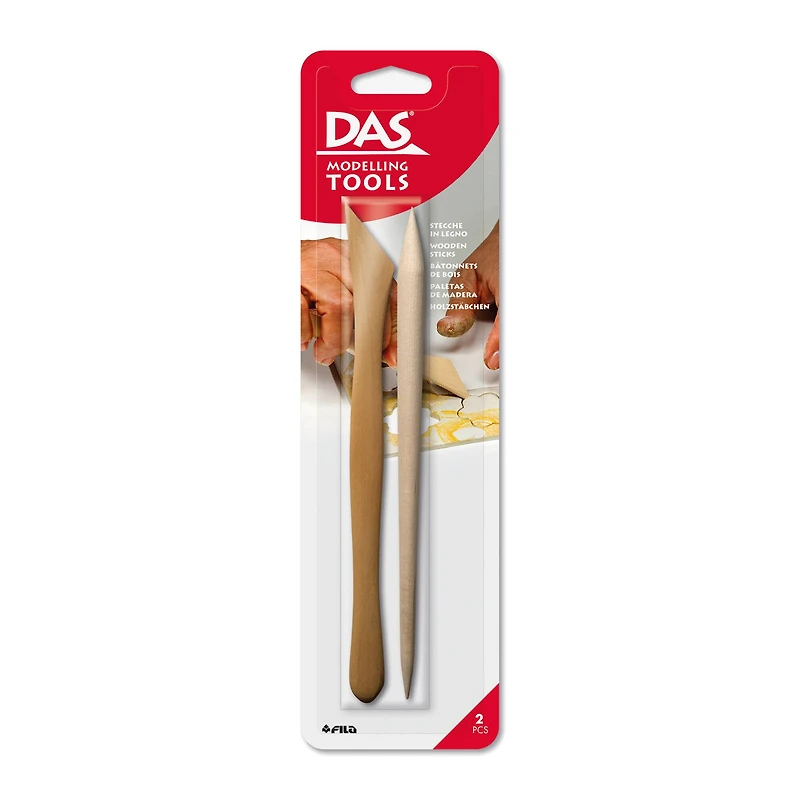 DAS® 2 Piece Natural Wood Clay Modeling Tool Set