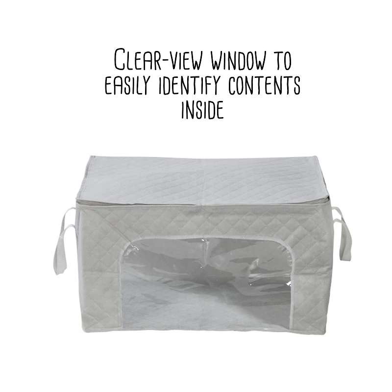 Honey Can Do Gray Clothes Storage Bags with Handles and Clear-View Windows, 3ct.