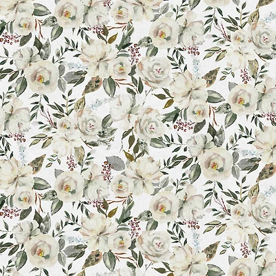 Fabric Editions White Motini Blossoms Cotton Fabric
