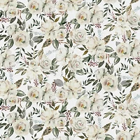 Fabric Editions White Motini Blossoms Cotton Fabric