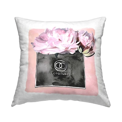 Stupell Industries Pink Glam Couture Perfume Flower Blossoms Throw Pillow, 18" x 18"